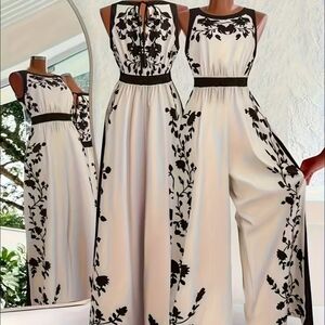 Chic Black and White Floral Jumpsuit